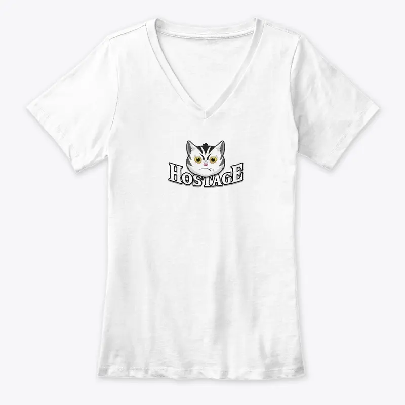 Womans Premium V-neck Angry Tabby